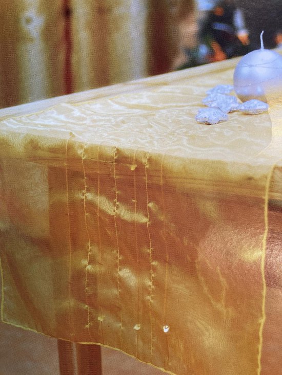 Korst Gemaakt van Groen Tafelloper organza met luxe afwerking transparant geel tafelkleed van 140  cm bij 40 cm | bol.com