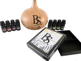 Aroma Diffuser bruin voor aromatherapie, etherische olie, geurverspreider, Inclusief 8 Etherische Oliën Set, Olie voor diffuser