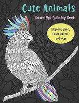 Cute Animals - Grown-Ups Coloring Book - Elephant, Llama, Lizard, Bobcat, and more