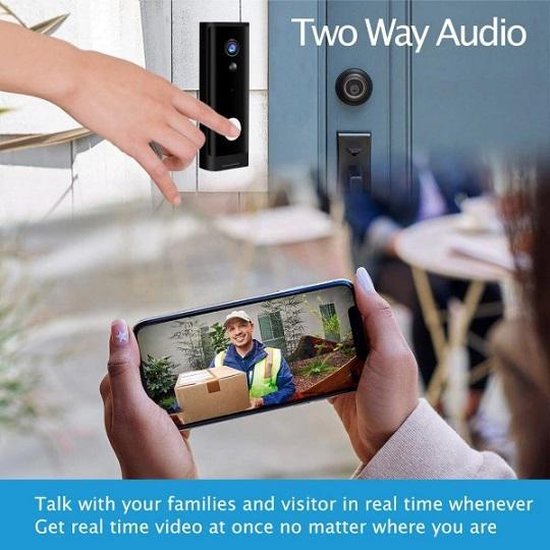 Sonnette interphone vidéo WiFi sur batterie ou alimentation filaire  compatible avec l'application smartphone Tuya Smart Life 