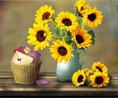 Diamond Painting Volwassenen - Zonnebloem - fotoformaat 40x50cm - Volledige dekking - Ronde steentjes - Sunflower - Bloemen