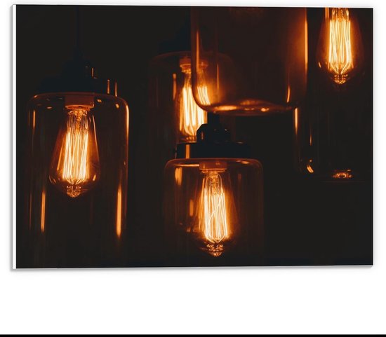 Forex - Hangende Lampen in Glazen Potten - 40x30cm Foto op Forex
