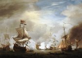 Willem Van de Velde, De Slag om Texel 11-21 Augustus 1673,  ca 1700 op canvas, afmetingen van dit schilderij zijn 30 X 45 CM