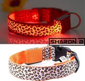 Led halsband voor je hond| Oranje | leopard print | maat XL| Verlichte halsband voor honden | Verkrijgbaar in S t/m XL en in meerdere kleuren | LED hals band | LED hondenriem | LED