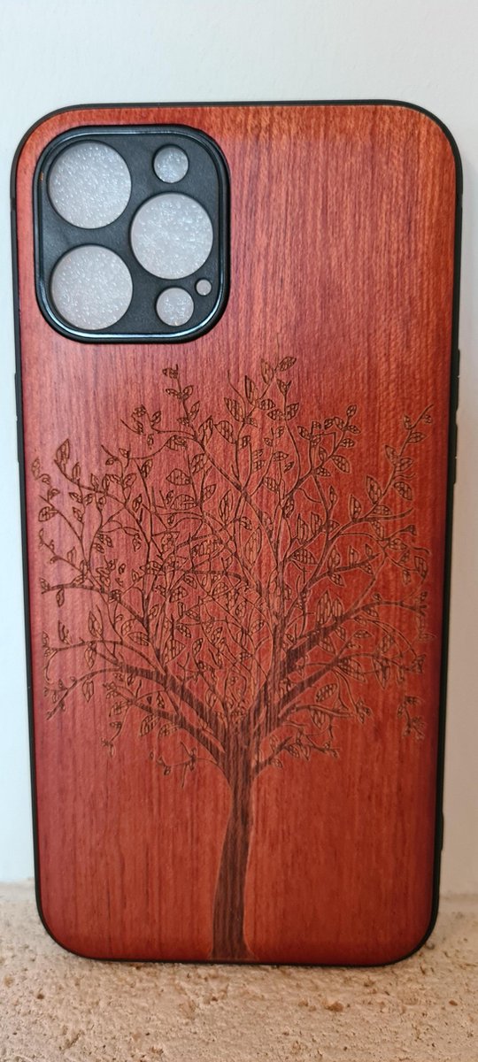 Bamboesjes Houten Telefoonhoesje Iphone 12 Pro Max met gravure van Boom