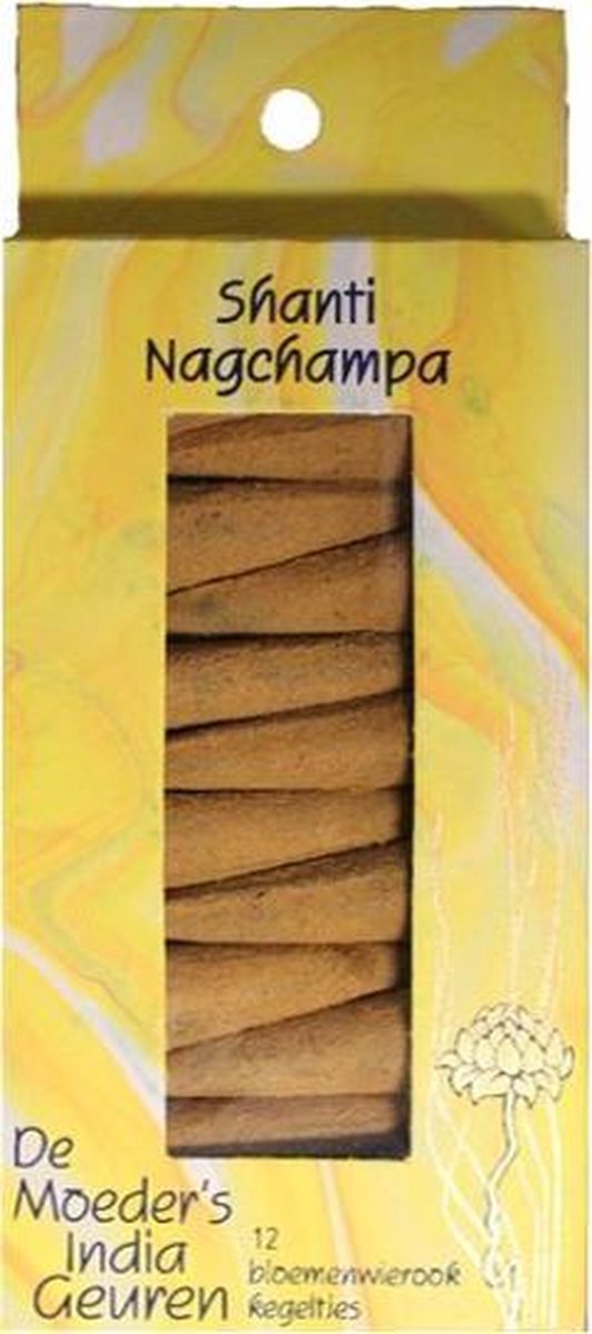 De Moeder's Geuren Wierook Shanti Nagchampa | 12 Bloemenwierook Kegeltjes geel