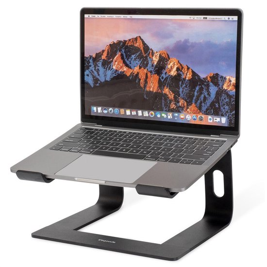 LifeGoods Laptop Standaard - Lichtgewicht - Universeel 10 tot 19 inch - Draagbaar - Aluminium - Zwart