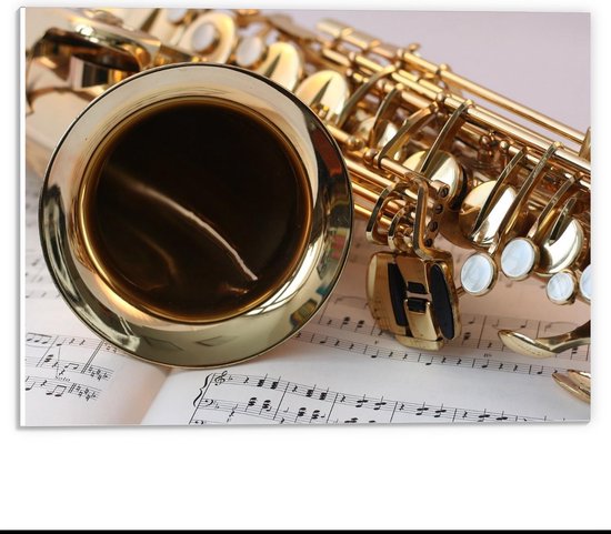 Forex - Saxofoon met Muziek Boekje - 40x30cm Foto op Forex
