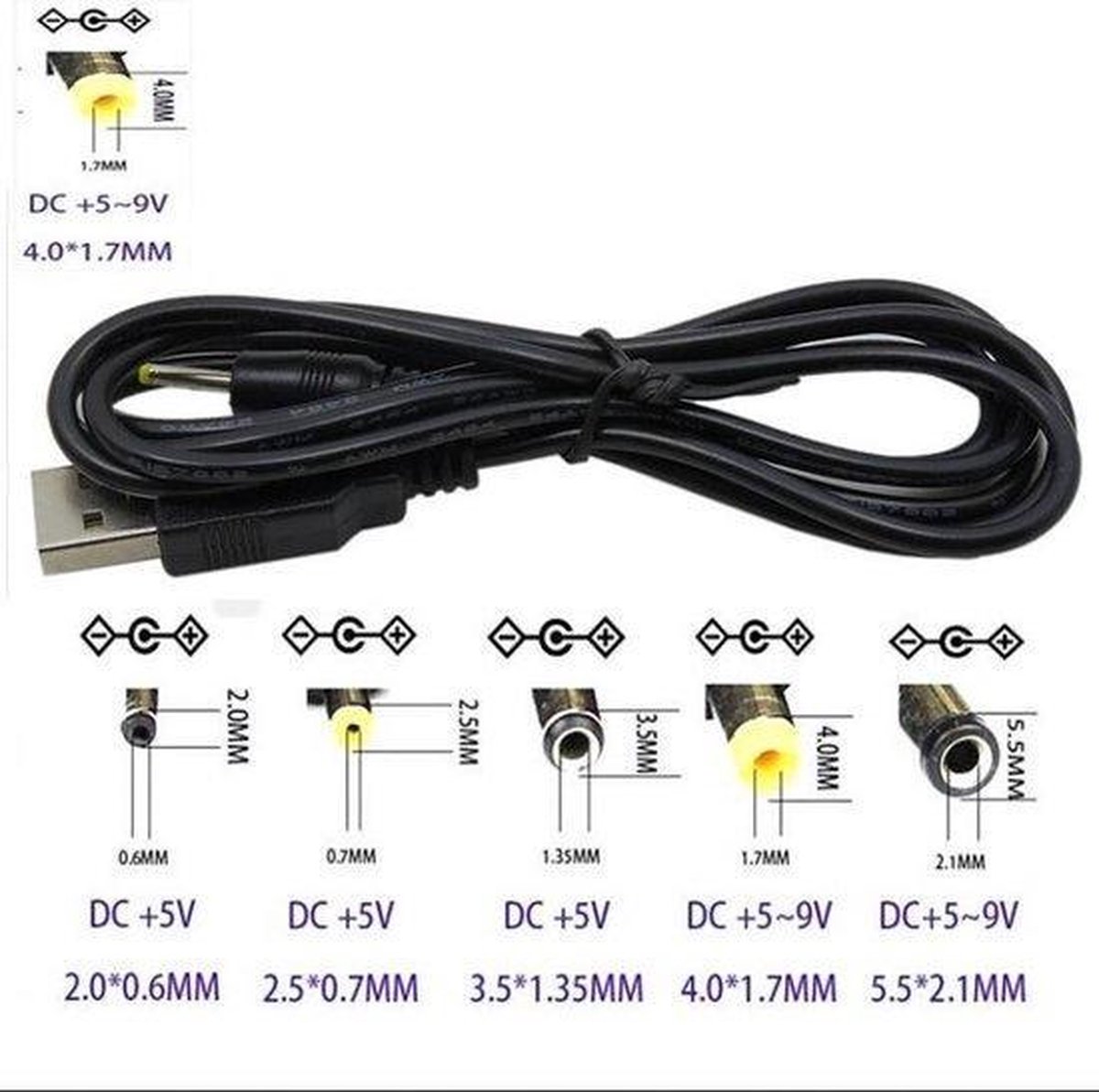 USB vers DC - Câble d'alimentation 1 mètre | bol