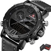 Horloges voor Mannen Heren Horloge Herenhorloge Watch - Jongens Horloges - Incl. Horlogebox Geschenkdoos & Versteller - Zwart Grijs - Naviforce®