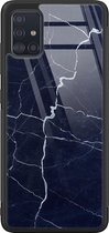 Leuke Telefoonhoesjes - Hoesje geschikt voor Samsung Galaxy A51 - Marmer Navy - Hard case - Marmer - Blauw