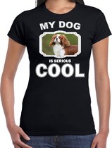 Spaniels honden t-shirt my dog is serious cool zwart - dames - Spaniel liefhebber cadeau shirt L