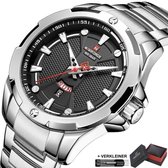 Naviforce® Horloges voor Mannen Herenhorloge Jongens Heren Watch Horloge – Valentijn Cadeautje voor Hem – Horlogebox Geschenkdoos  – Zilver Zwart