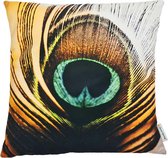 Swan Spring Raw Earth Avian Wings | Sierkussenhoes | Geelbruin | Zwart | Wit | Turquoise | 45 x 45cm