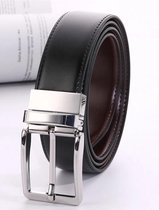 Plyesxale® -Heren lederen riem -Leder Riem aan Twee kanten draagbaar zwart/bruin 130 cm