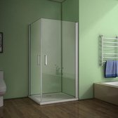 70x70x185cm,2x douchedeur,douchecabine douchewand hoekinstap draaideur draaideur ESG glazen douche