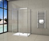 140x90x90cm Douchewand schuifdeur douchecabine douchewand douche met 2x zijwand 6mm glas,hoogte 195cm