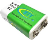 9V Oplaadbare batterijen 300mAh 9V Oplaadbare Batterijen NiMH  1 stuk inktmedia® huismerk