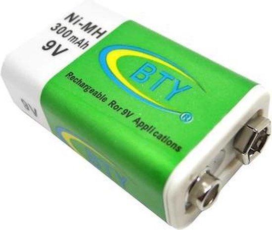 9V Oplaadbare batterijen 300mAh 9V Oplaadbare Batterijen NiMH 1 stuk inktmedia® | bol.com