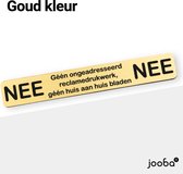 Luxe Nee Nee sticker brievenbus - Zwart / Goud - Nee Nee - 17.5 x 2.7 cm - Aluminium - Brievenbus sticker - Geen reclame sticker