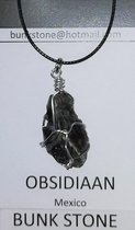 Obsidiaan - 100% natuurlijke Edelsteen - Bunkstone - Gratis verzending - Obsidiaan - Hanger - Spirituele steen - Anti allergisch -Gratis koordje