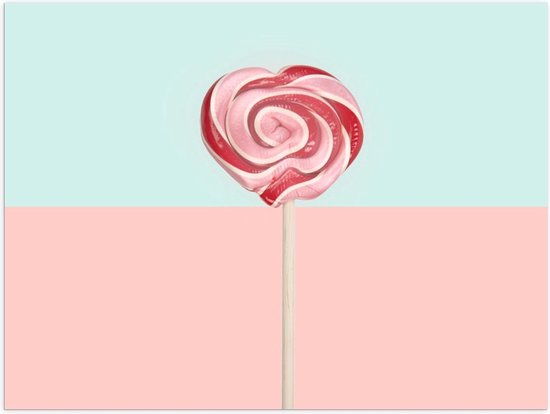 Poster – Roze Lolly met Blauw Roze Achtergrond - 40x30cm Foto op Posterpapier