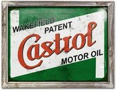 Castrol Motor Oil 44cm x 34cm Wood Framed Metal Art