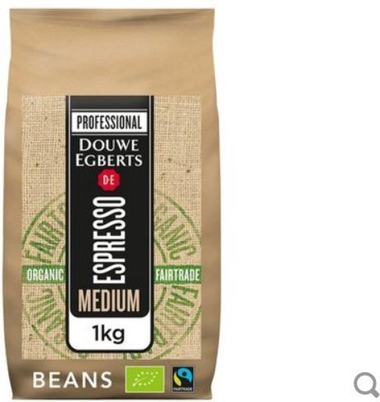 Koffie Douwe Egberts espresso bonen medium roast Organic en Fairtrade 1000gr