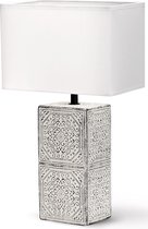 LED Tafellamp - Tafelverlichting - Aigi Astron XL - E14 Fitting - Vierkant - Mat Zwart/Wit - Keramiek