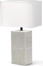 LED Tafellamp - Tafelverlichting - Aigi Astron XL - E14 Fitting - Vierkant - Mat Wit - Keramiek