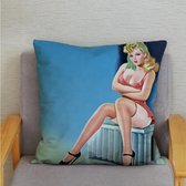 Kussenhoes Retro Pin-Up jaren 20 met rode jurk