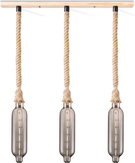Home Sweet Home hanglamp Leonardo Tube - hanglamp inclusief 3 LED filament lamp G78 - dimbaar - pendel lengte 100 cm - inclusief E27 LED lamp - rook
