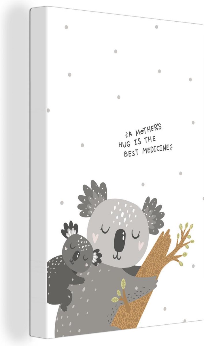 Canvas Schilderij Koala - Quote - Kinderen - Jongetjes - Meisjes - Baby - 60x90 cm - Wanddecoratie