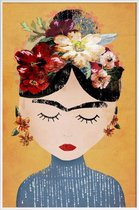 JUNIQE - Poster in kunststof lijst Frida Kahlo illustratie -20x30