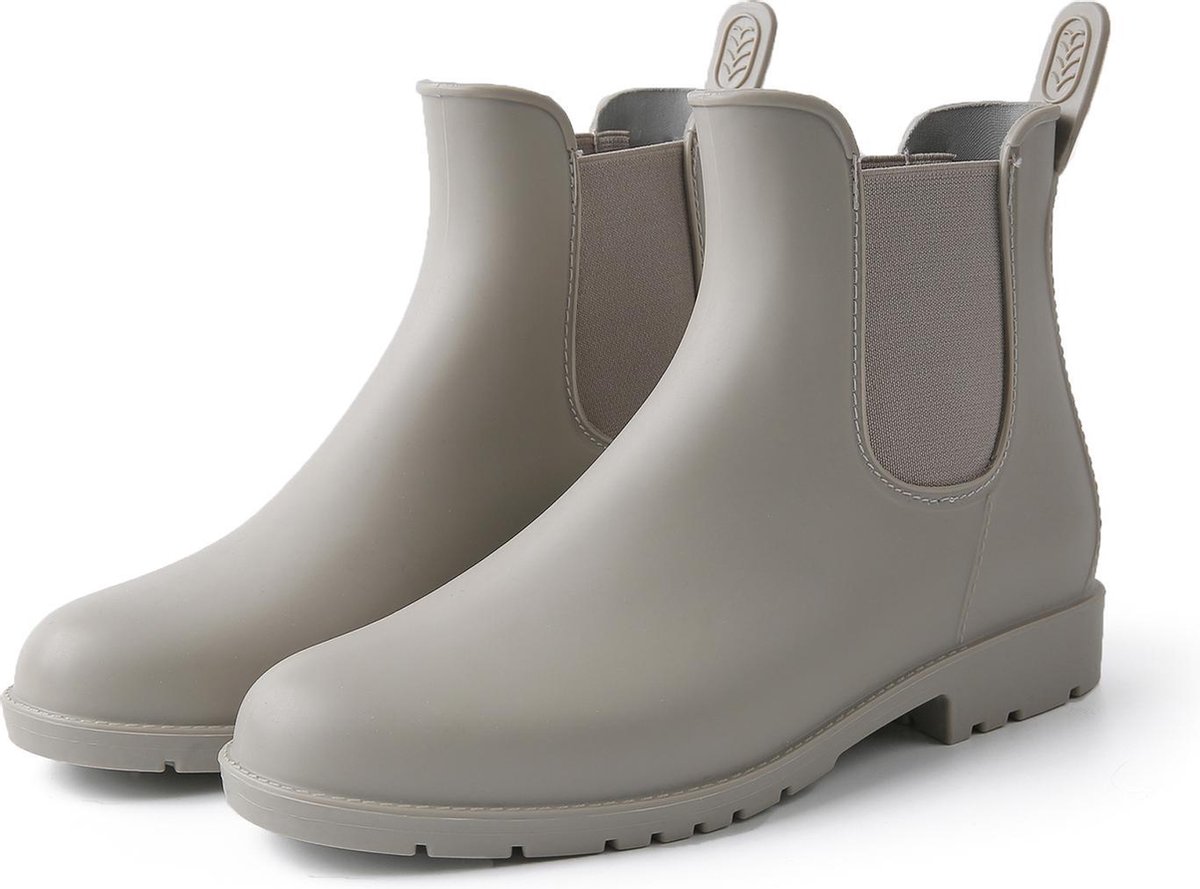 Geweo Regenlaarzen - Wellington Chelsea Laarzen - Kerstmis - Kerstfeest - Christmas Gift  - Middelhoge Schoen - Kort Boots - Waterdichte - Dames - Grijs - Maat 40