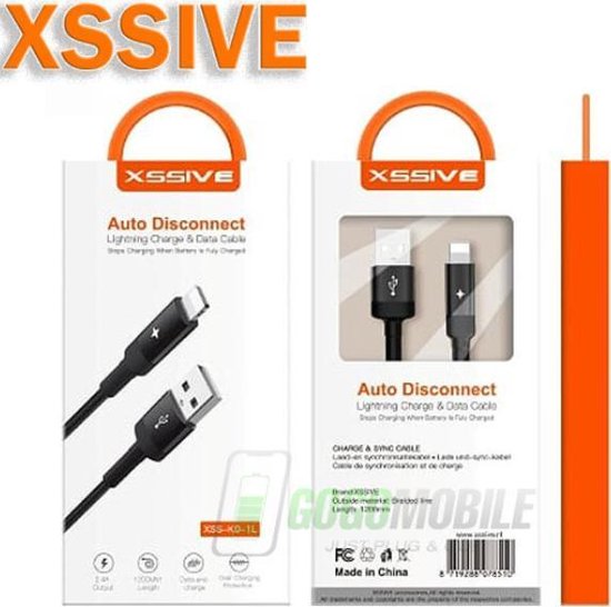 XSSIVE Auto Disconnect USB lightning Charge & Data Cable/ Stops charging when battery is fuly Charged 1.2 m