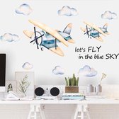 Muursticker | Vliegtuigen in de lucht | Wanddecoratie | Muurdecoratie | Slaapkamer | Kinderkamer | Babykamer | Jongen | Meisje | Decoratie Sticker |