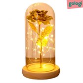 Gologi - Gouden roos in glazen stolp met LED - Beauty and the Beast - Valentijn, Trouw & Liefde Cadeau - gouden roos