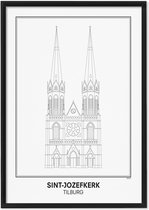 SKAVIK Sint Jozefkerk - Tilburg | Poster met houten lijst (zwart) 50 x 70 cm