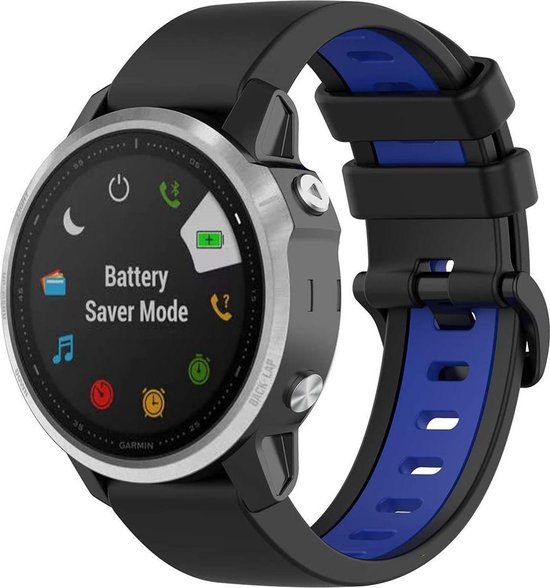 Strap-it Garmin Fenix 5s / 6s sport gesp band - zwart/blauw | bol.com