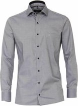 CASA MODA modern fit overhemd - zwart met grijs en wit structuur (contrast) - Strijkvriendelijk - Boordmaat: 44