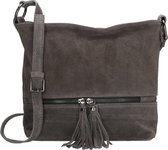 Charm London damestas/schoudertas Elisa grijs | Suède |2 klossen | Chique uitstraling