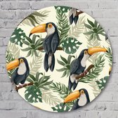 Jungle Tucan - 80 cm Forex Muurcirkel - Bloemen en Planten - Wanddecoratie - Rond Schilderij - Wandcirkel