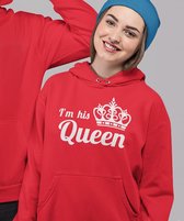 King / Queen Hoodie Rood I'm his Queen (Queen - Maat S) | Koppel Cadeau | Valentijn Cadeautje voor hem & haar