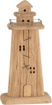 J-Line Vuurtoren  Deco Paulownia Hout Naturel Small Set van 2 stuks