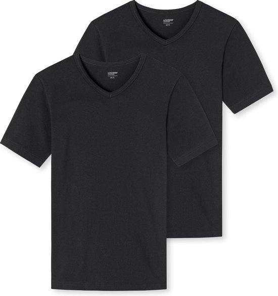 T-shirt Schiesser Uncover pour hommes - Zwart - Col en V - Paquet de 2 - Taille XXL