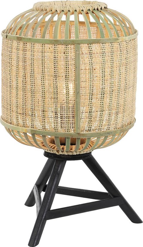 Light & Living Alifia tafellamp | webbing | 60cm hoog | bamboe en zwart