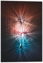 Dibond - Rode/Blauwe Lichtflits - 40x60cm Foto op Aluminium (Met Ophangsysteem)