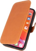 MP Case - Echt leer hoesje iPhone X / Xs bookcase wallet cover - Tan