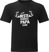 T-Shirt - Casual T-Shirt - Fun T-Shirt - Fun Tekst - Lifestyle T-Shirt - Vaderdag - Mood - Aller Beste Stoerste Papa Ever - Zwart - L